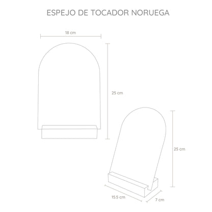 Espejo Noruega Superior Circular, Con Base De Madera