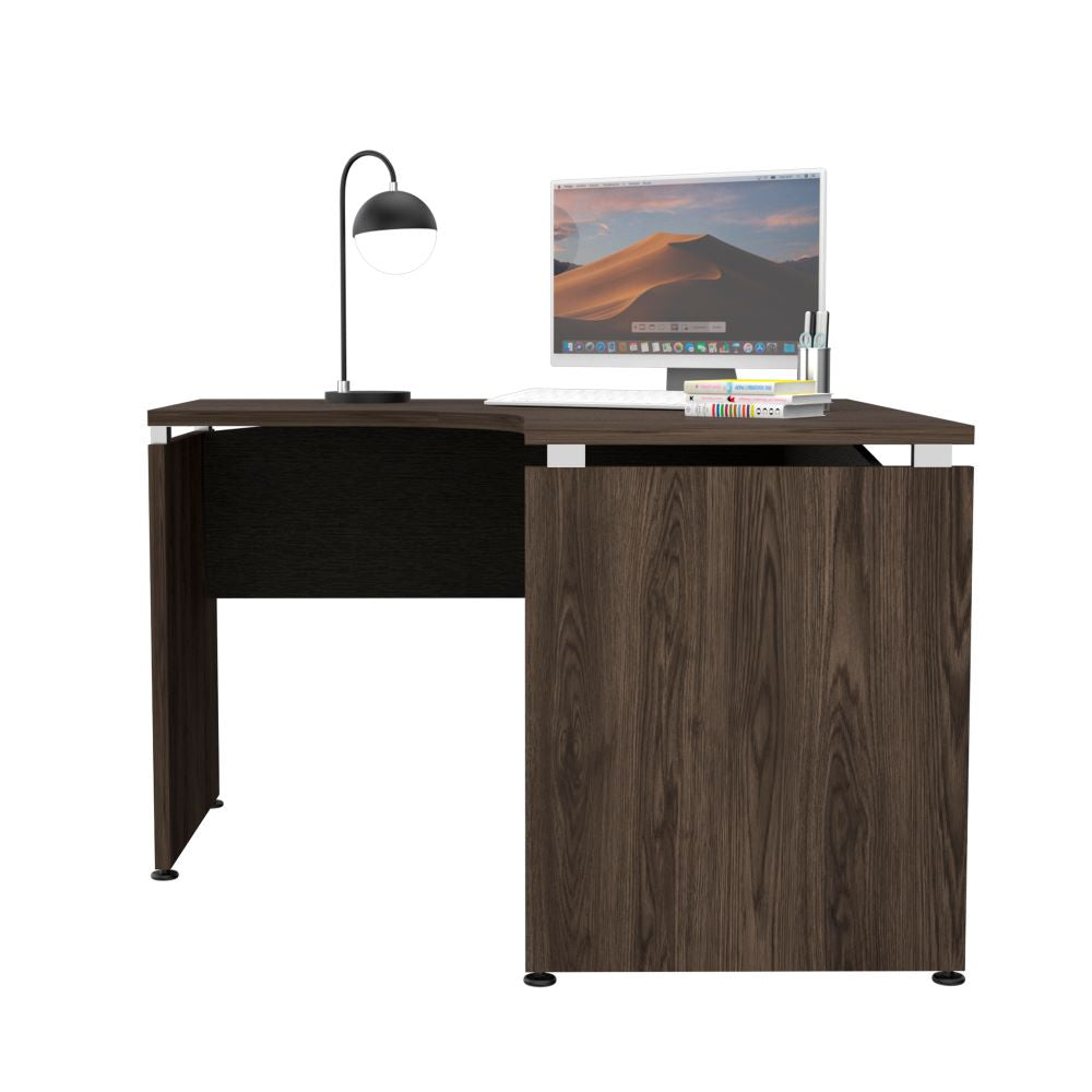 Escritorio en forma de L Color Home Office Negro Soft y Coñac Para Oficina