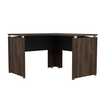 Escritorio en forma de L Color Home Office Negro Soft y Coñac Para Oficina