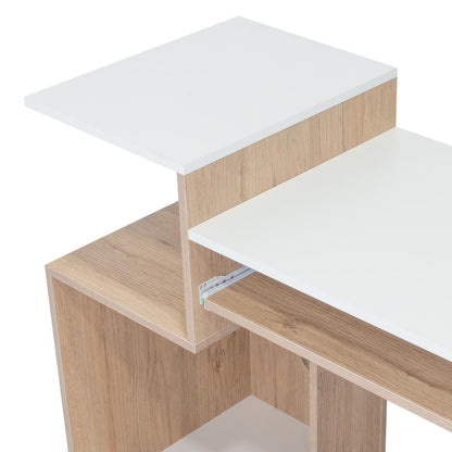 Escritorio Atlanter, Rovere y Blanco, con Bandeja Porta Teclado Deslizable y Espacio Para Artículos de Estudio