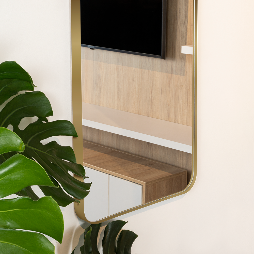 Espejo Rectangular Sussy Marco Metalico Dorado