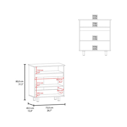 Mesa de Cocina Lona, Blanco Duqueza y Fresno Europeo, con 2 puertas abatibles y espacio para microondas