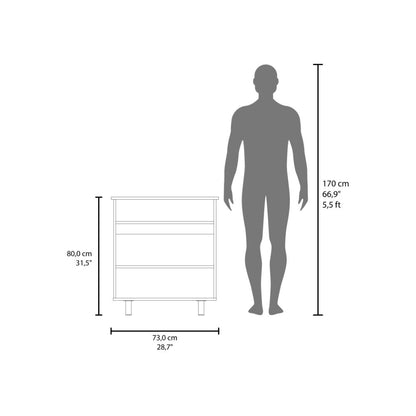 Mesa de Cocina Lona, Blanco Duqueza y Fresno Europeo, con 2 puertas abatibles y espacio para microondas