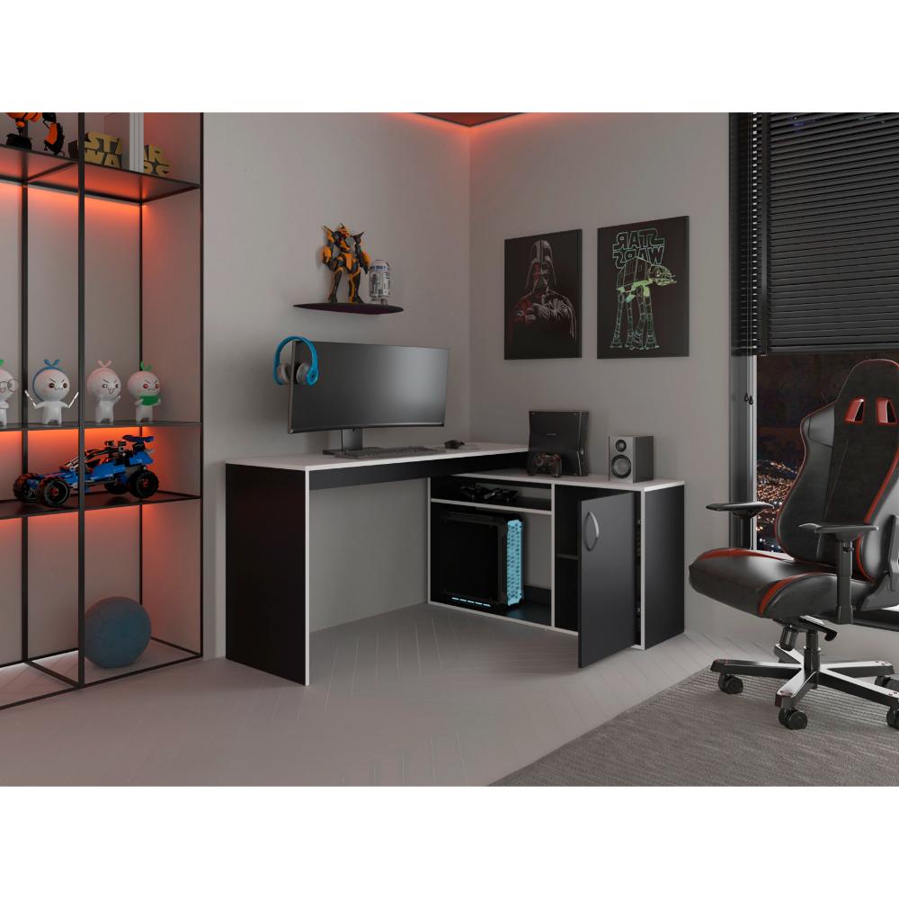 Escritorio Gamer Una Puerta Axis, Negro y Blanco