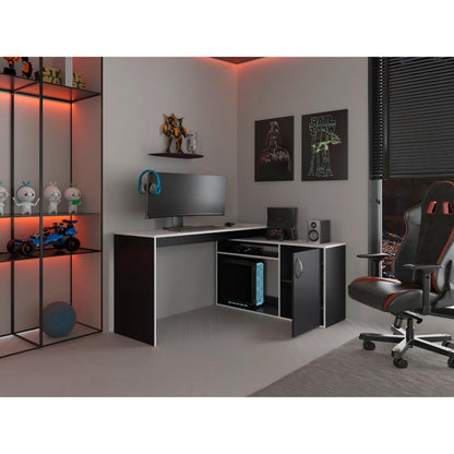Escritorio Gamer Una Puerta Axis, Negro y Blanco