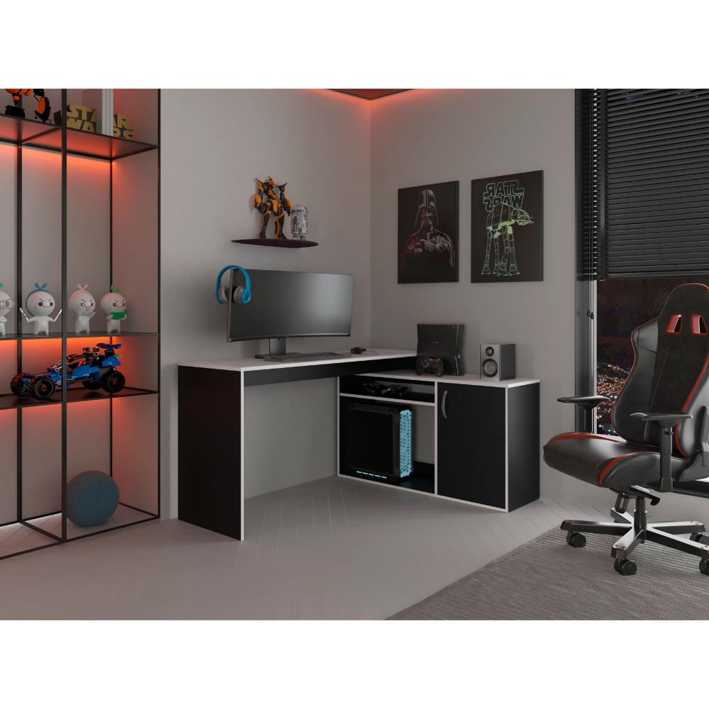 Escritorio Gamer Una Puerta Axis, Negro y Blanco