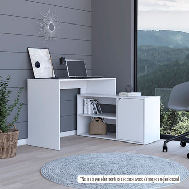 Escritorio Esquinero en forma de L Color Rennes Blanco Para Oficina