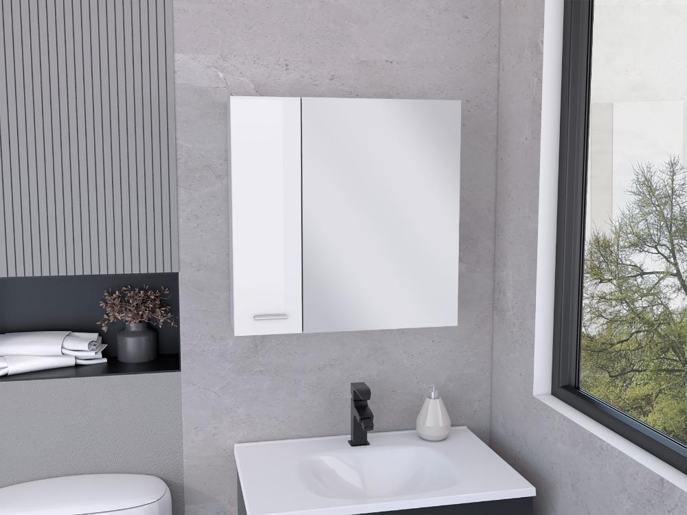 Gabinete De Baño Sines, Blanco High Gloss y Blanco Mqz