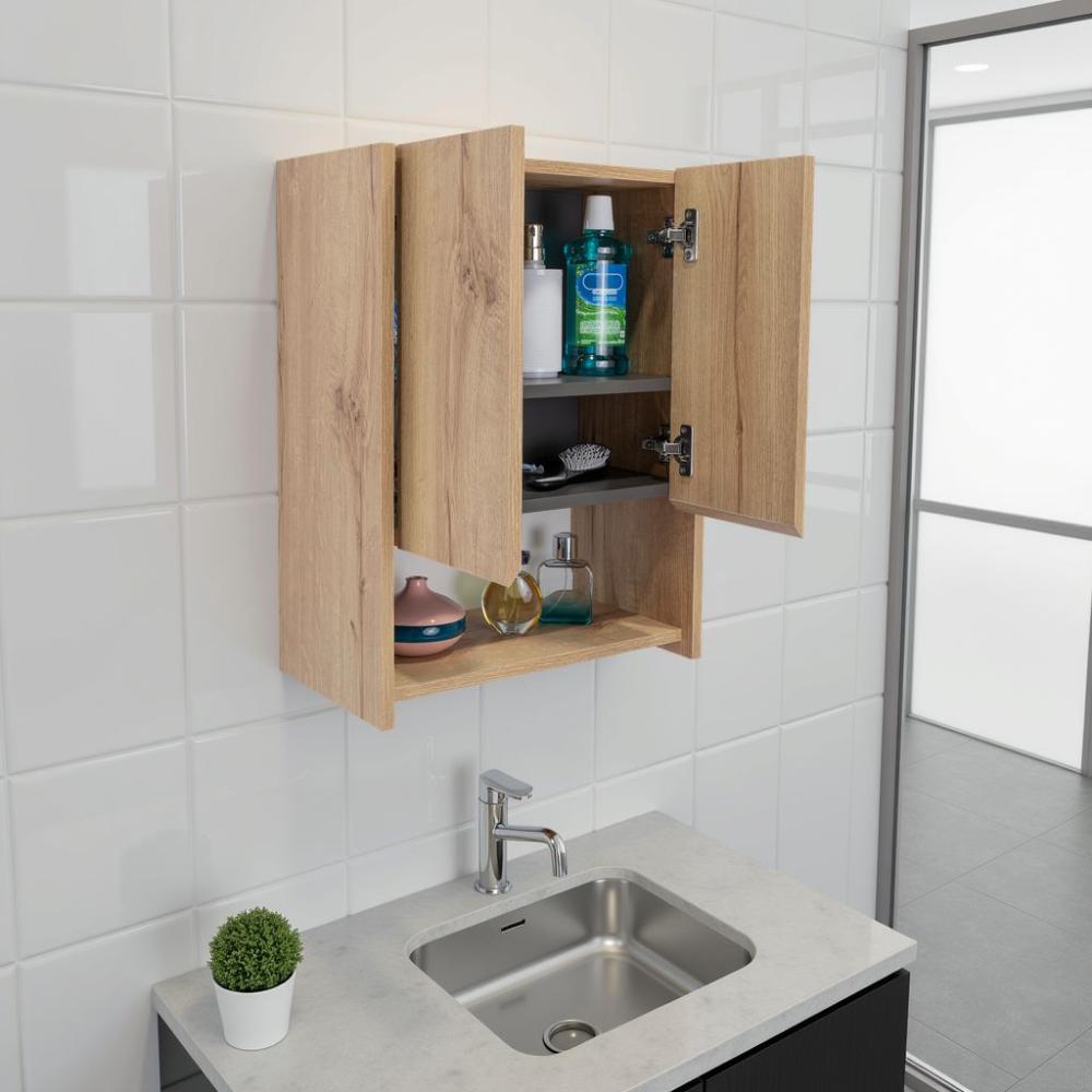 Botiquin Para Baño Ventus Con Espejo, Duna Y Plomo