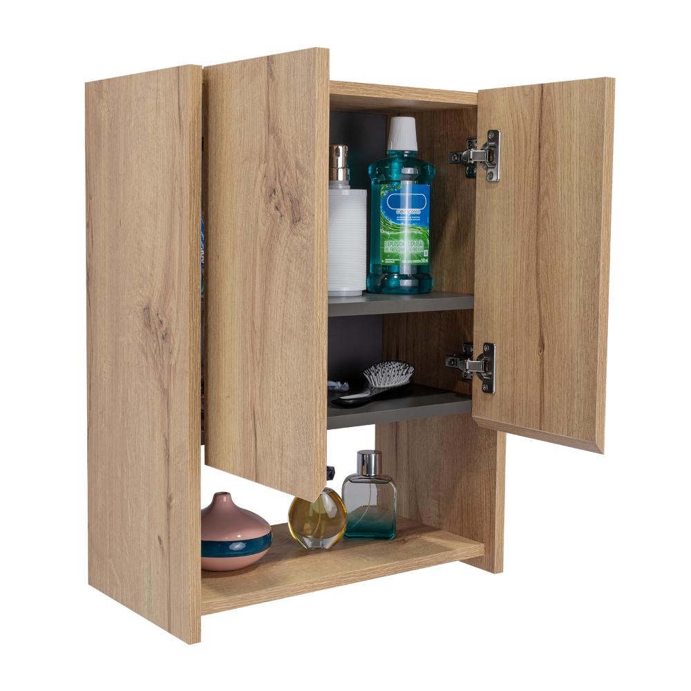 Botiquin Para Baño Ventus Con Espejo, Duna Y Plomo