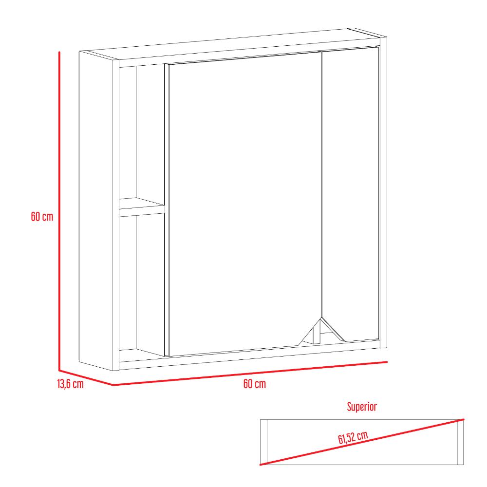 Botiquin Para Baño Ara, Rovere Con Espejo