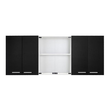 Gabinete Superior Mural, Blanco y Wengue, incluye entrepaño móvil central y dos puertas de vidrio