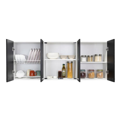 Mueble De Cocina Mural, Wengue Y Blanco Seis Puertas