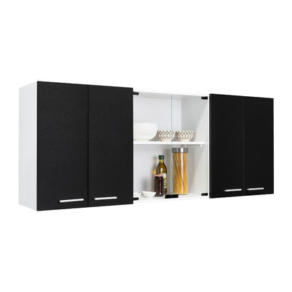 Mueble De Cocina Mural, Wengue Y Blanco Seis Puertas