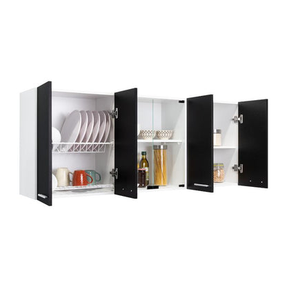 Mueble De Cocina Mural, Wengue Y Blanco Seis Puertas