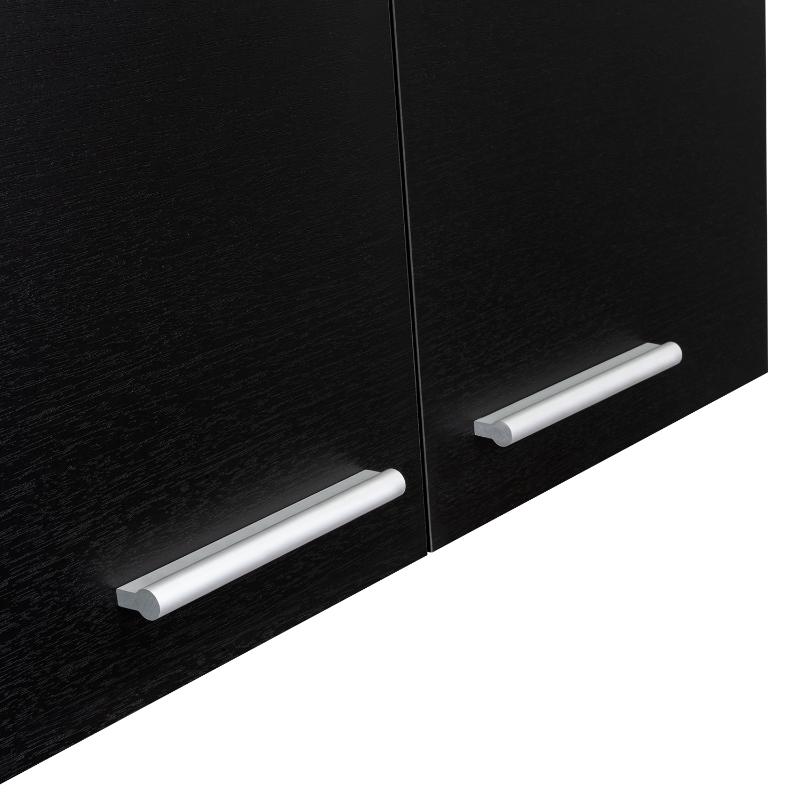 Gabinete Superior Mural, Blanco y Wengue, incluye entrepaño móvil central y dos puertas de vidrio