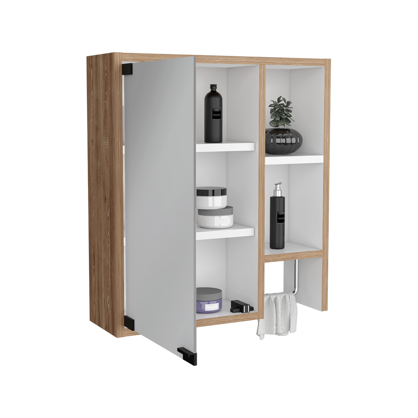 Botiquin Para Baño Martinica, Miel Y Blanco Con Espejo