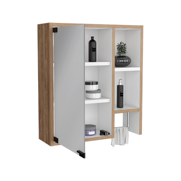 Botiquin Para Baño Martinica, Miel Y Blanco Con Espejo