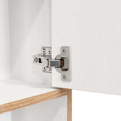 Botiquin Para Baño Con Espejo, Miel Y Blanco