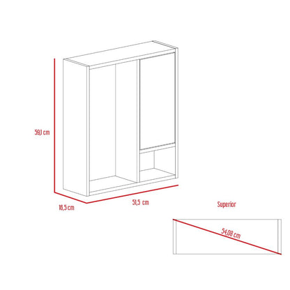 Botiquin Para Baño Con Espejo, Miel Y Blanco