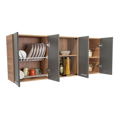 Mueble De Cocina Mural,  Miel Y Plomo Seis Puertas
