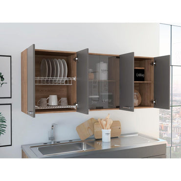 Mueble De Cocina Mural,  Miel Y Plomo Seis Puertas