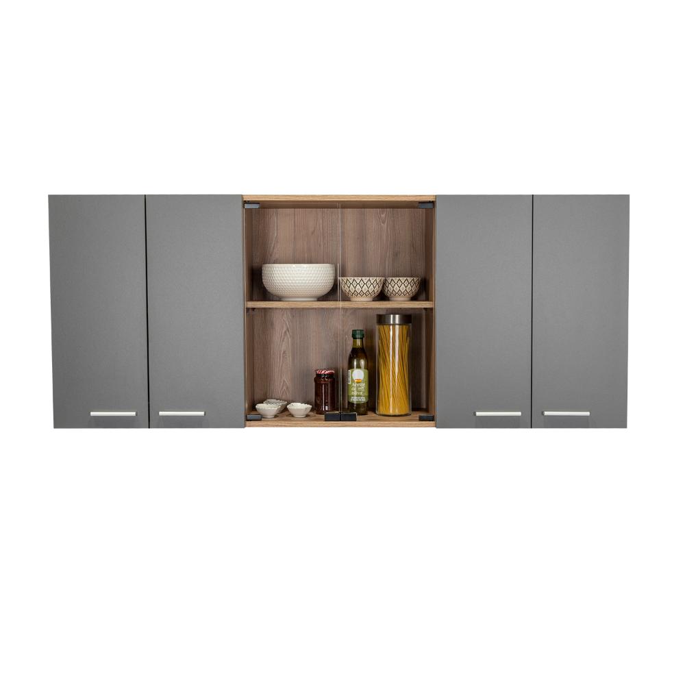 Mueble De Cocina Mural,  Miel Y Plomo Seis Puertas