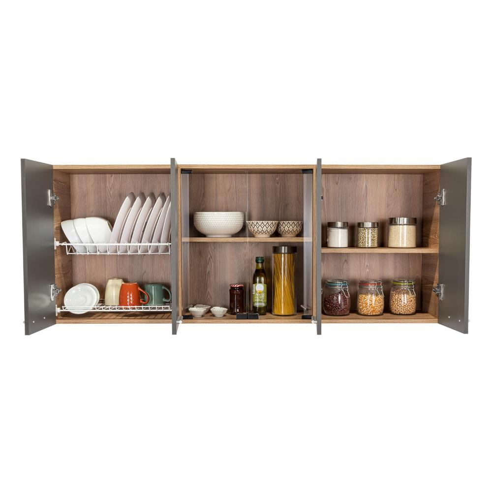 Mueble De Cocina Mural,  Miel Y Plomo Seis Puertas