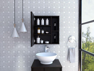 Botiquin Con Espejo Una Puerta FM 017N, Negro