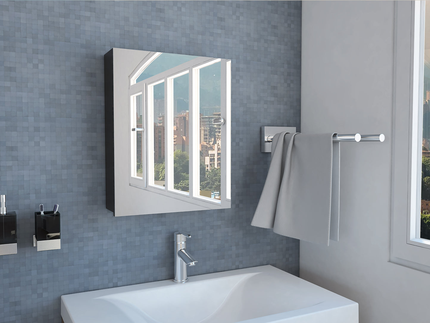 Botiquin Para Baño Lumo, Wengue Con Espejo