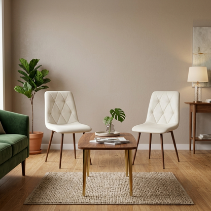 Set de 4 Sillas de Comedor Napoles, Crema Marfil, con Espaldar y Diseño Moderno