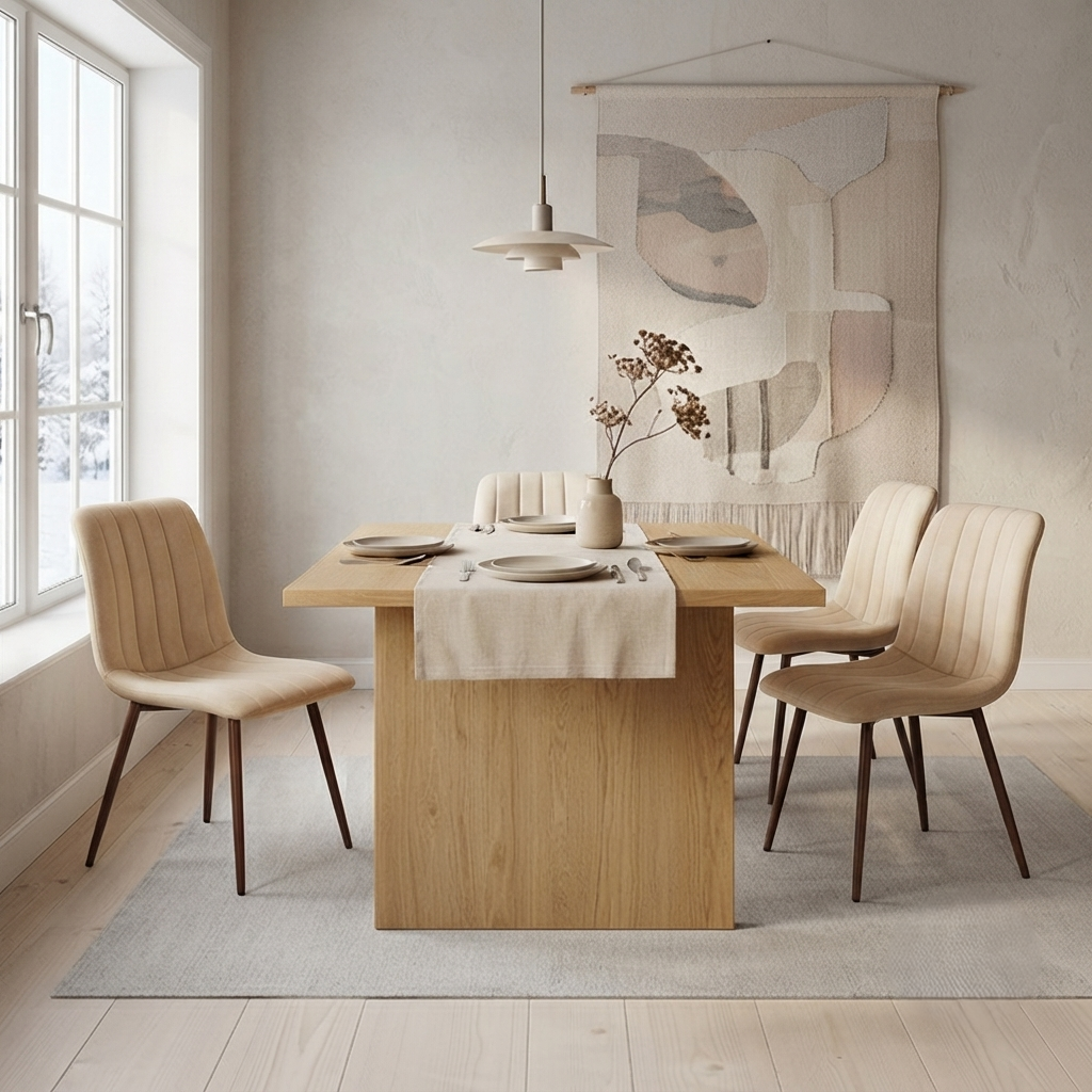 Silla de Comedor Positano, Café Claro, con Espaldar y Diseño Moderno