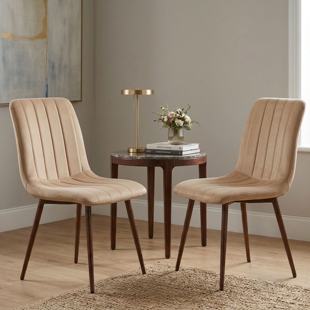 Silla de Comedor Positano, Café Claro, con Espaldar y Diseño Moderno