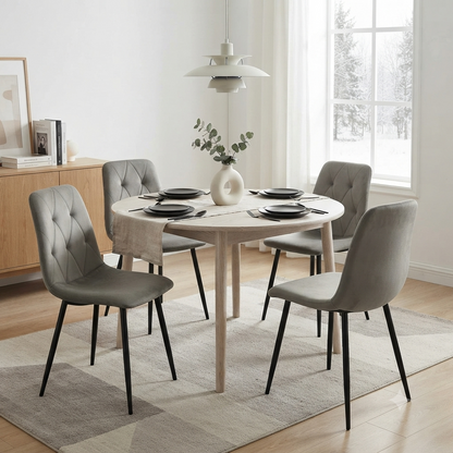 Set de 4 Sillas de Comedor Napoles, Gris Carbón, con Espaldar y Diseño Moderno