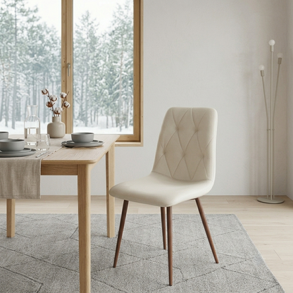 Set de 4 Sillas de Comedor Napoles, Crema Marfil, con Espaldar y Diseño Moderno