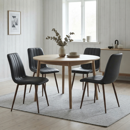 Set de 4 Sillas de Comedor Positano, Negro, Con espaldar y diseño Moderno