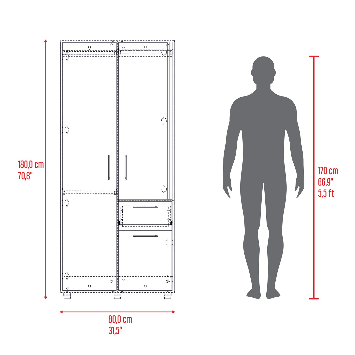 Closet Tres Puertas Un Cajon Vance, Fresno Y Capri