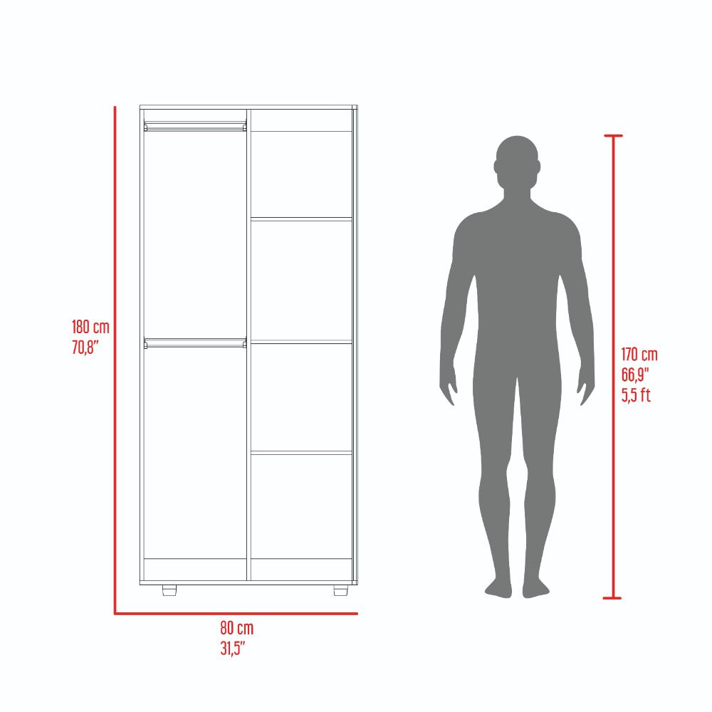 Closet Tera, Fresno Europeo y Wengue, Dos Puertas Abatibles y Dos Tubos Cromados
