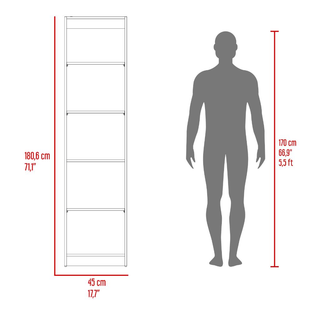 Biblioteca Home E2, Wengue y Fresno Europeo, con Cinco Entrepaños