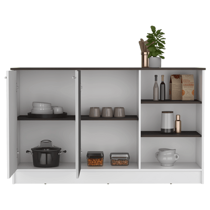Barra de Cocina Ginger, Blanco y Milan, contiene tres entrepaños para guardar objetos de cocina
