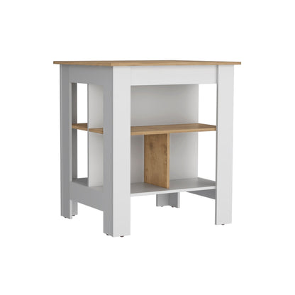 Isla De Cocina 2 Puertas Fm 004B Blanco Y Café Claro