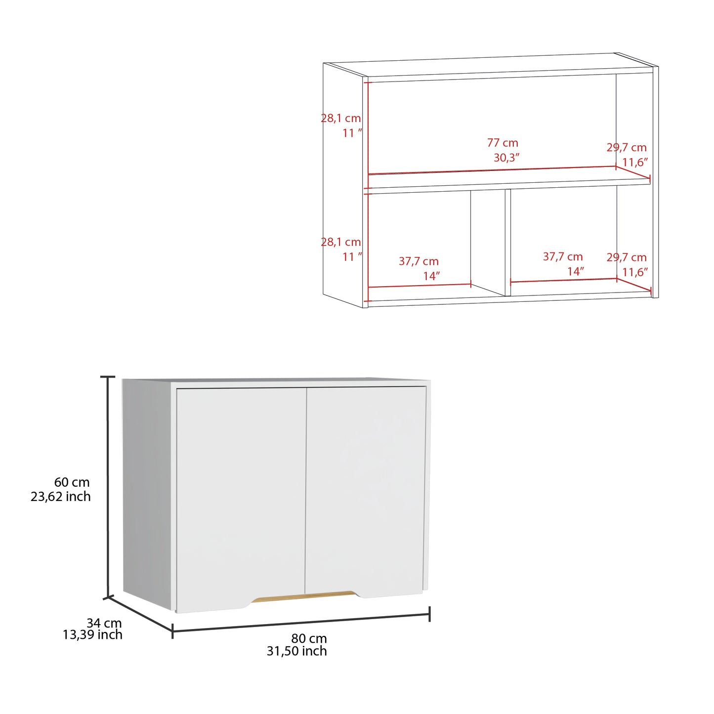 Mueble Superior Soler, Blanco y Macadamia, con Capacidad de Almacenamiento