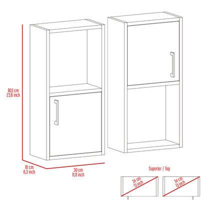 Mueble Auxiliar Bath X2, Bardolino, con puerta batiente y variedad de entrepaños para colocar objetos de aseo