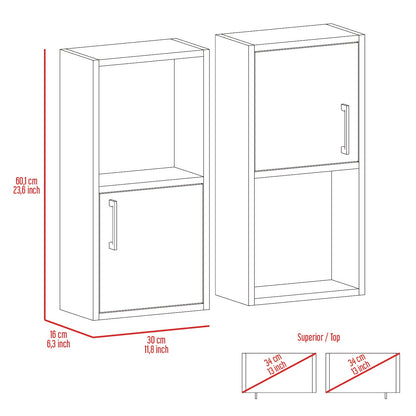 Mueble Auxiliar Bath X2, Bardolino, con puerta batiente y variedad de entrepaños para colocar objetos de aseo (vista 6)