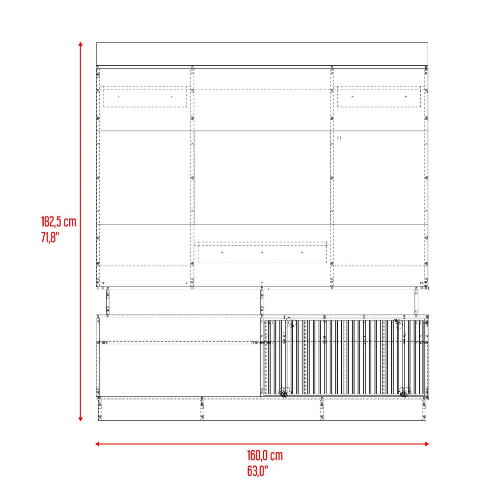 Mesa Para Tv Thun, Blanco Duqueza y Bardolino, con espacio central para tv de hasta 70"