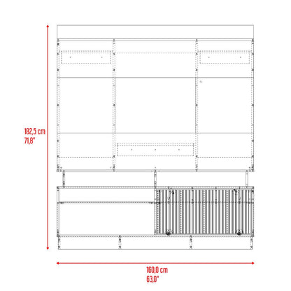 Mesa Para Tv Thun, Blanco Duqueza y Bardolino, con espacio central para tv de hasta 70"