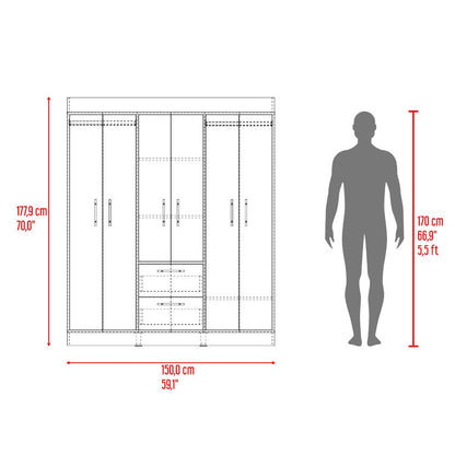 Closet 150 Vm 6 Puertas 2 Cajones, Cartagena y Wengue