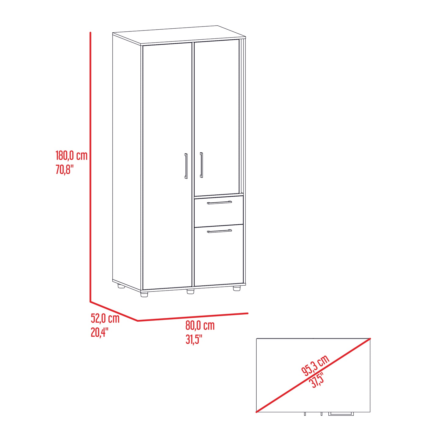 Closet Tres Puertas Un Cajon Vance, Fresno Y Capri