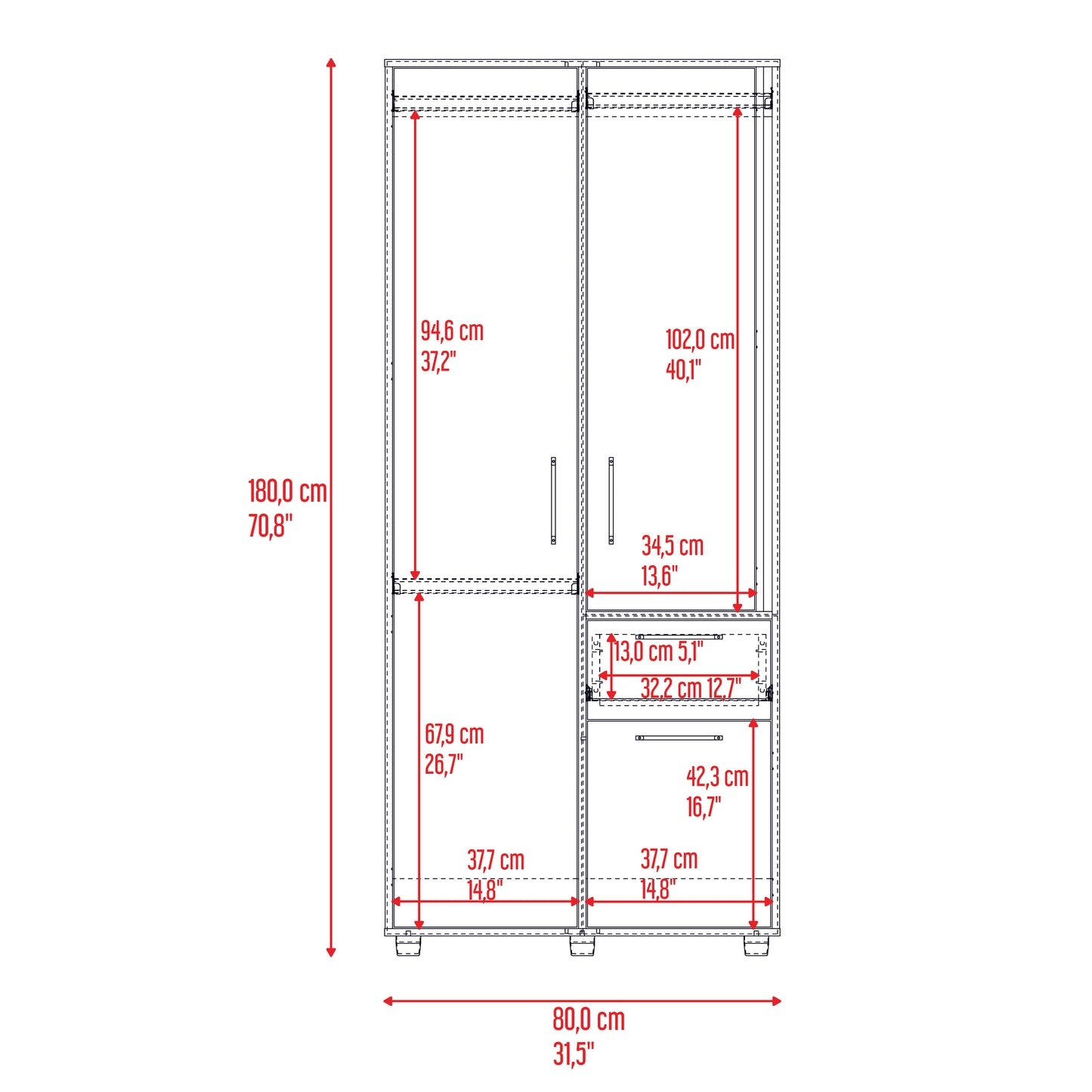 Closet Tres Puertas Un Cajon Vance, Fresno Y Capri