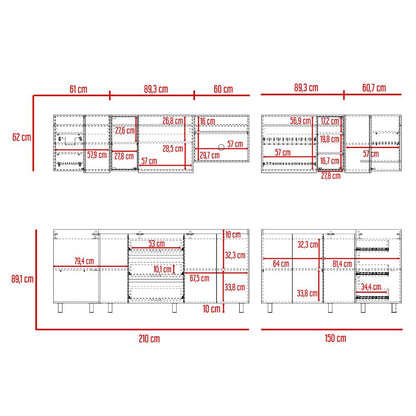 Cocina Integral en L Londres, Plata Oscuro y Beige, No incluye Mesón